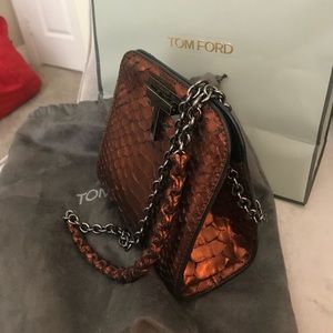 TOM FORD "T Lock" metallic python shoulder bag